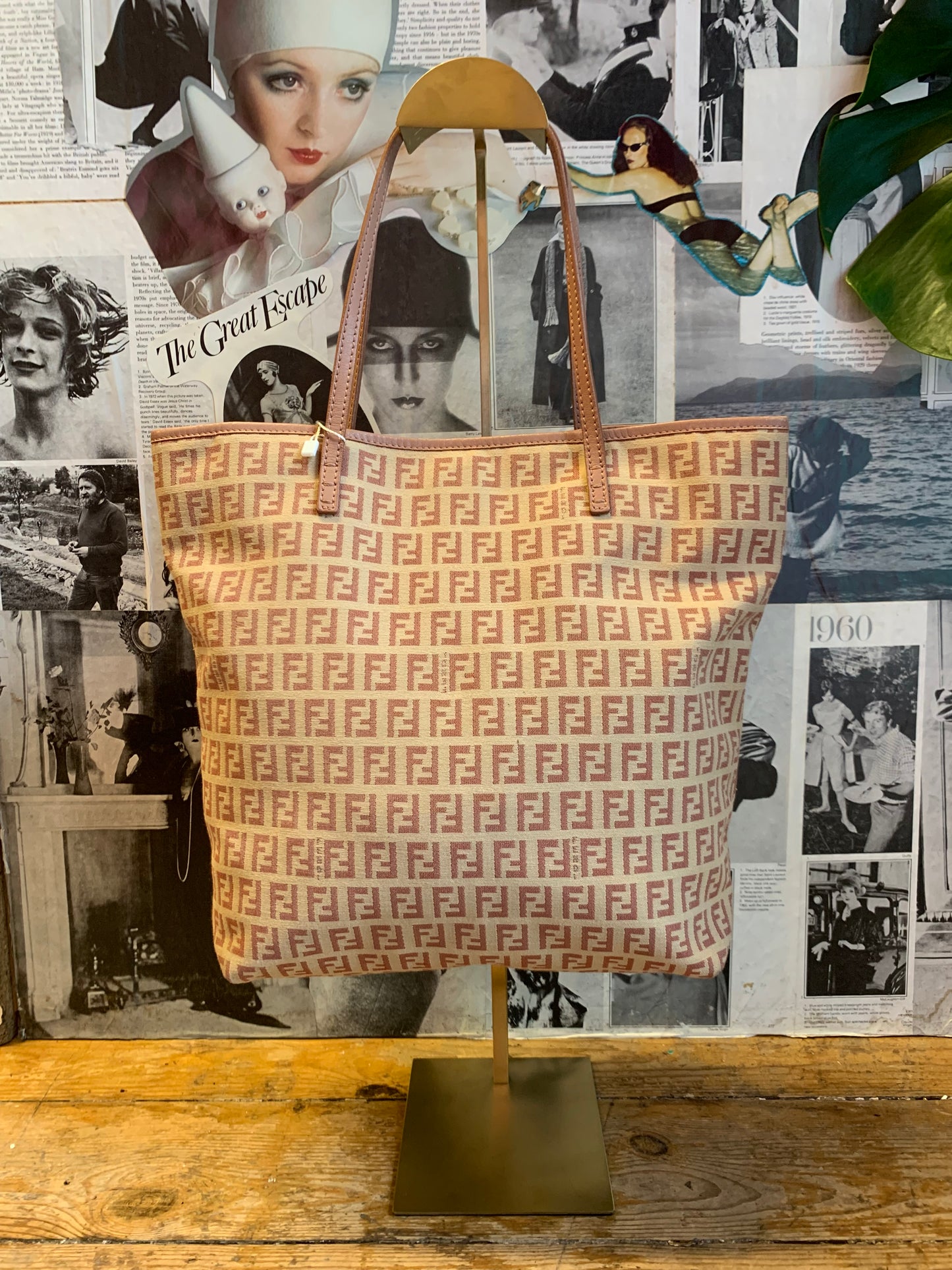 Vintage Fendi Zuccino Pink Monogram Tote Bag
