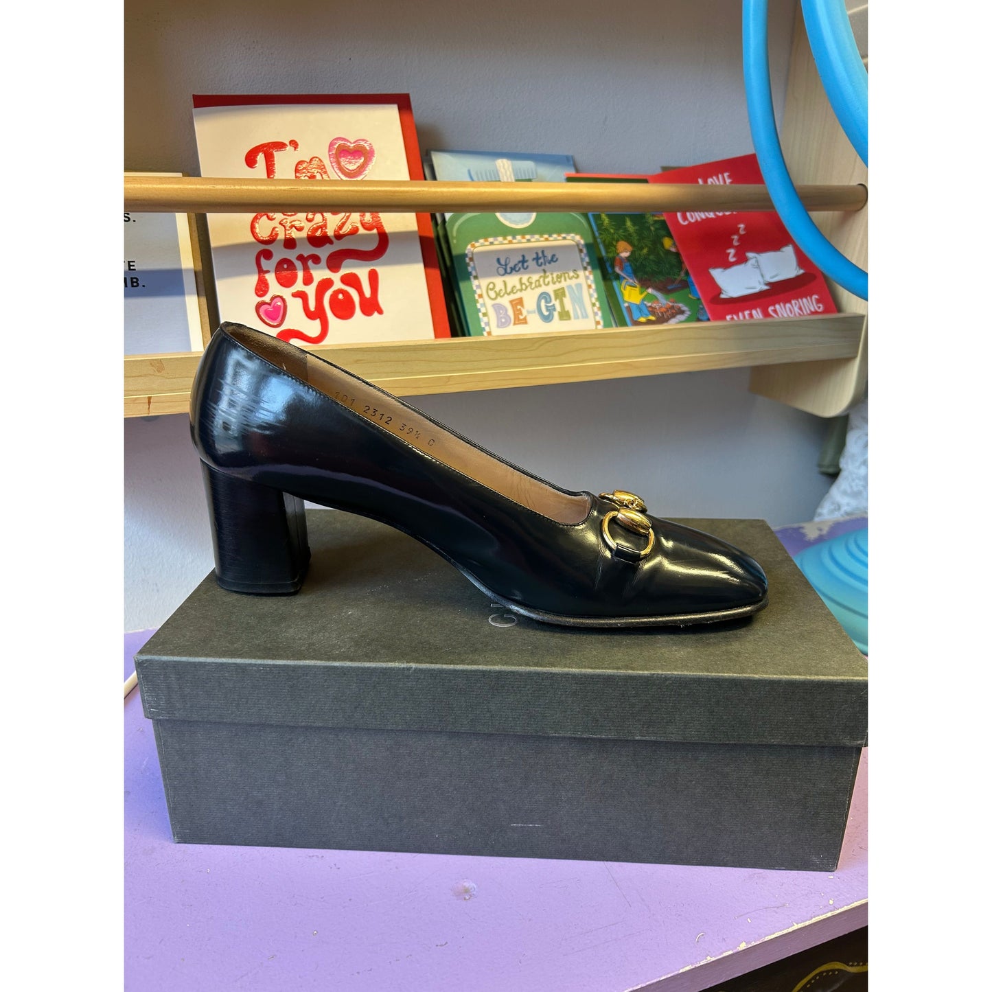 Gucci Black & Gold Horsebit Loafers UK 6.5