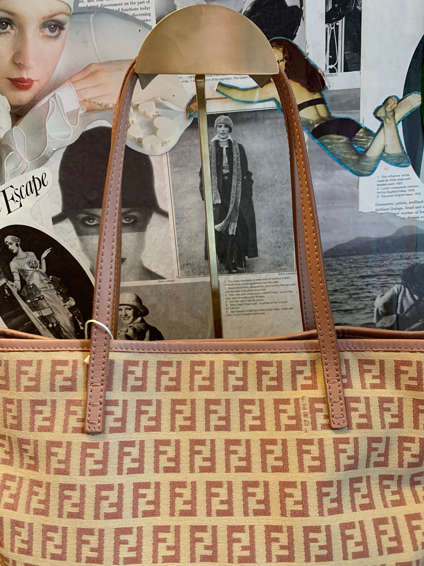 Vintage Fendi Zuccino Pink Monogram Tote Bag