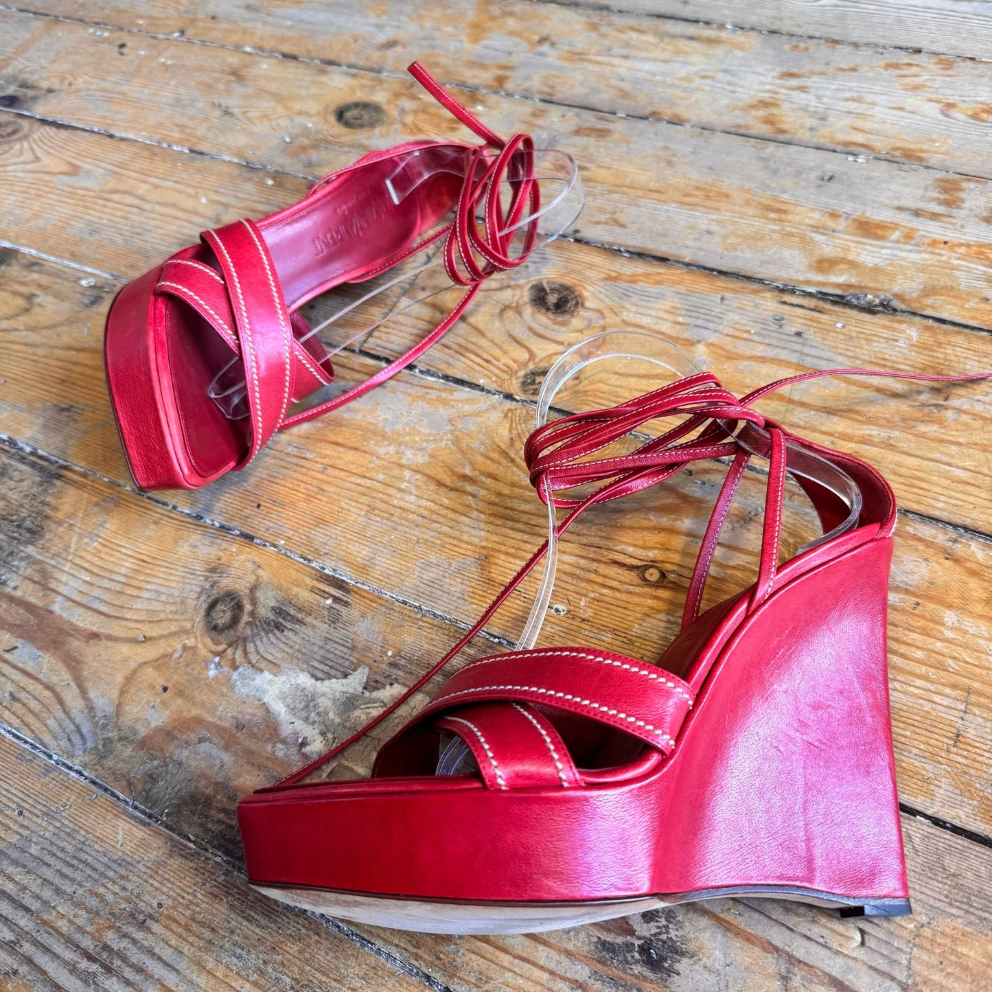 Yves Saint Laurent Tom Ford Era Red Leather Wedges UK 6