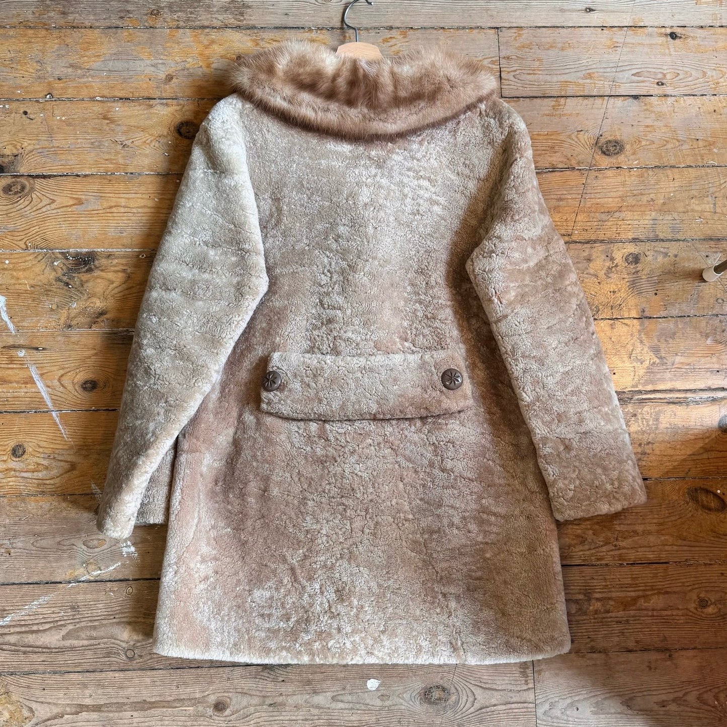 1960’s Sheepskin Coat With Mink Collar UK 10-12