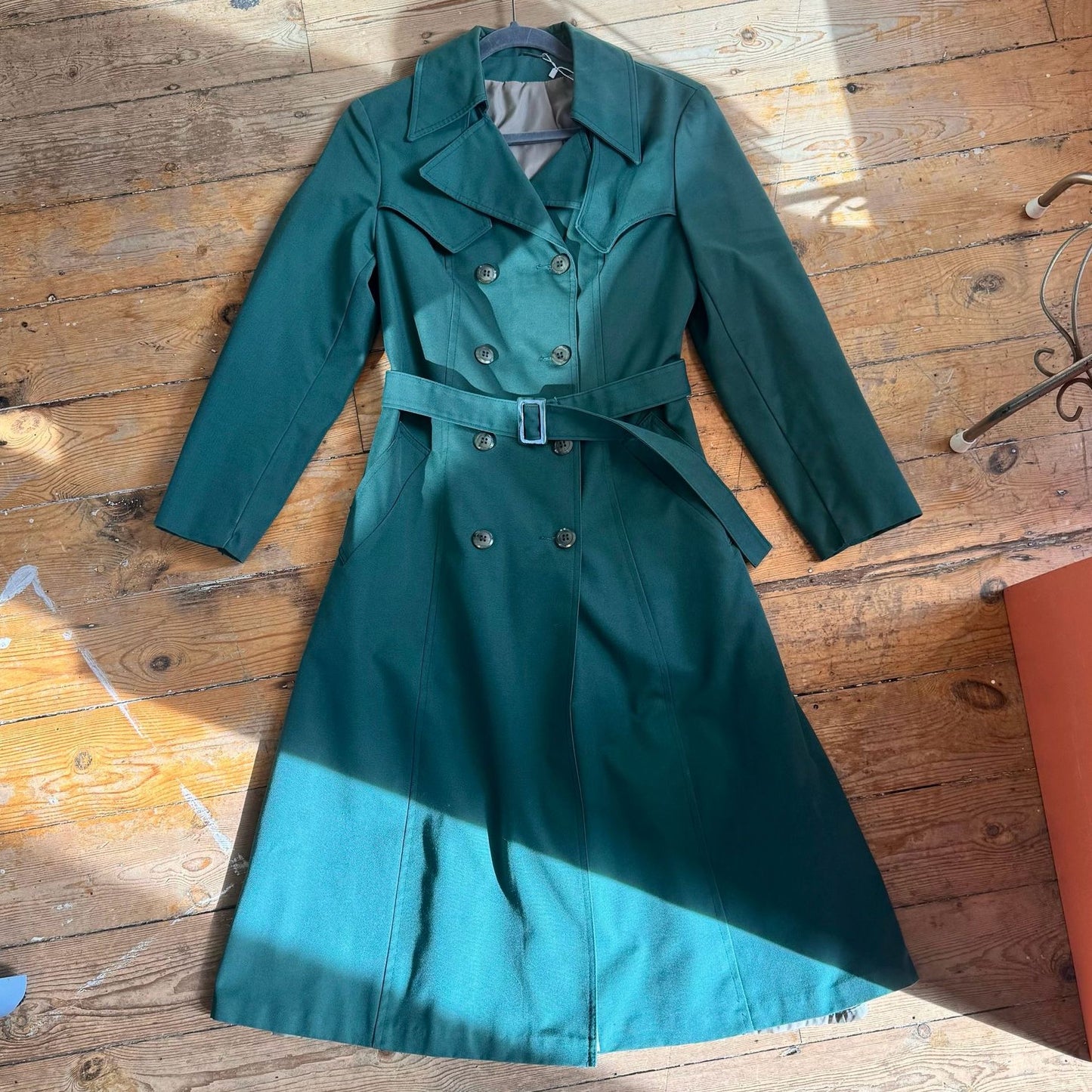 1970’s Bottle Green Double Breasted Mac UK 10-12