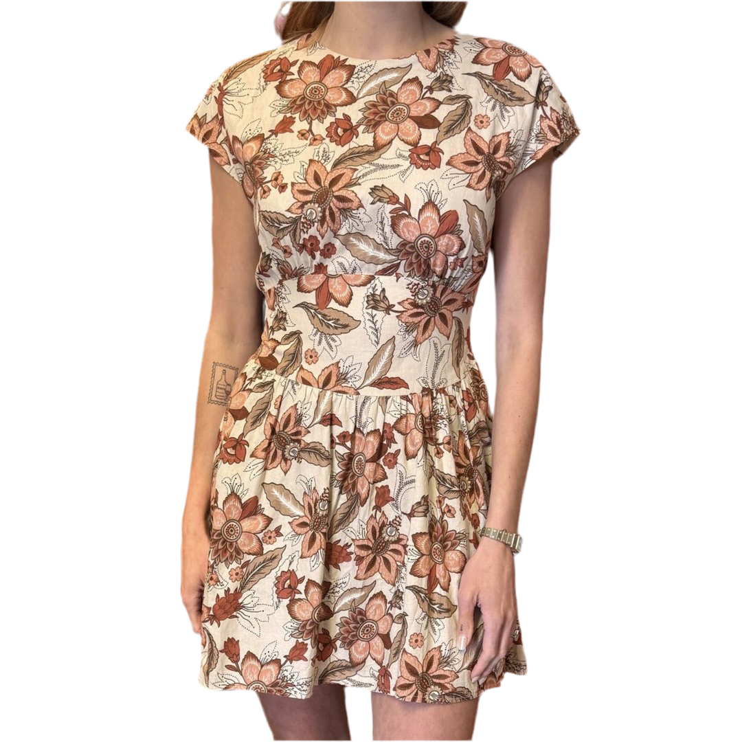 1980’s Floral Button Back Mini Dress UK 8