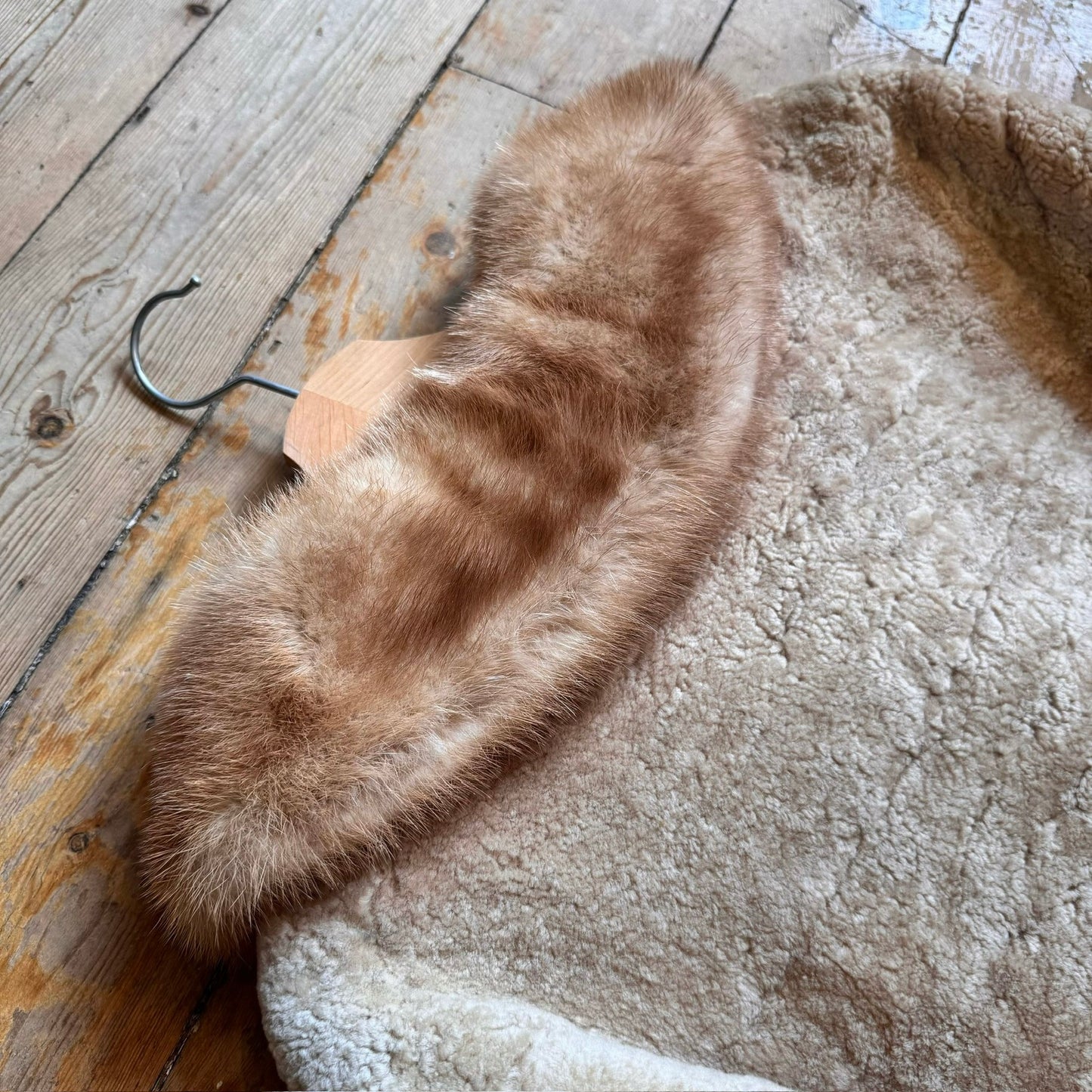 1960’s Sheepskin Coat With Mink Collar UK 10-12