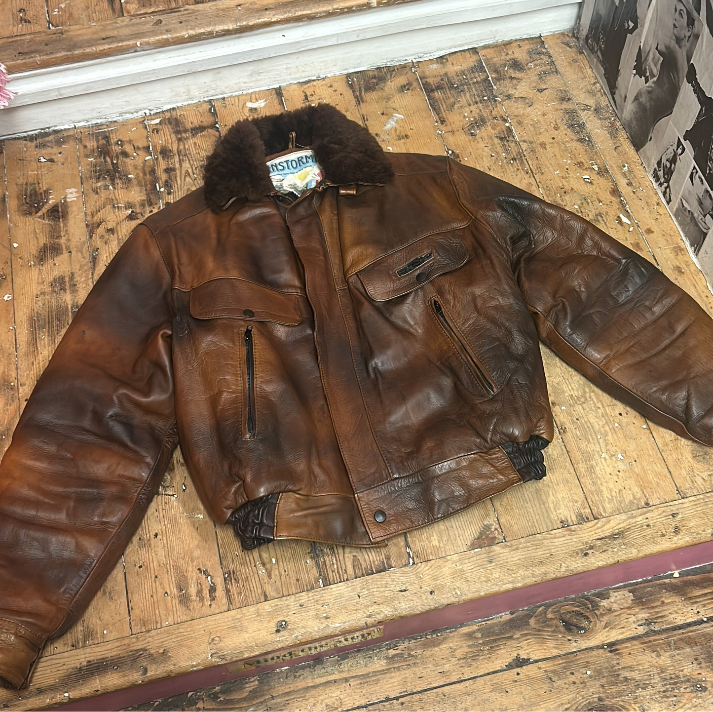 1980’s Barnstormer Leather and Sheepskin Flying Jacket Men’s L