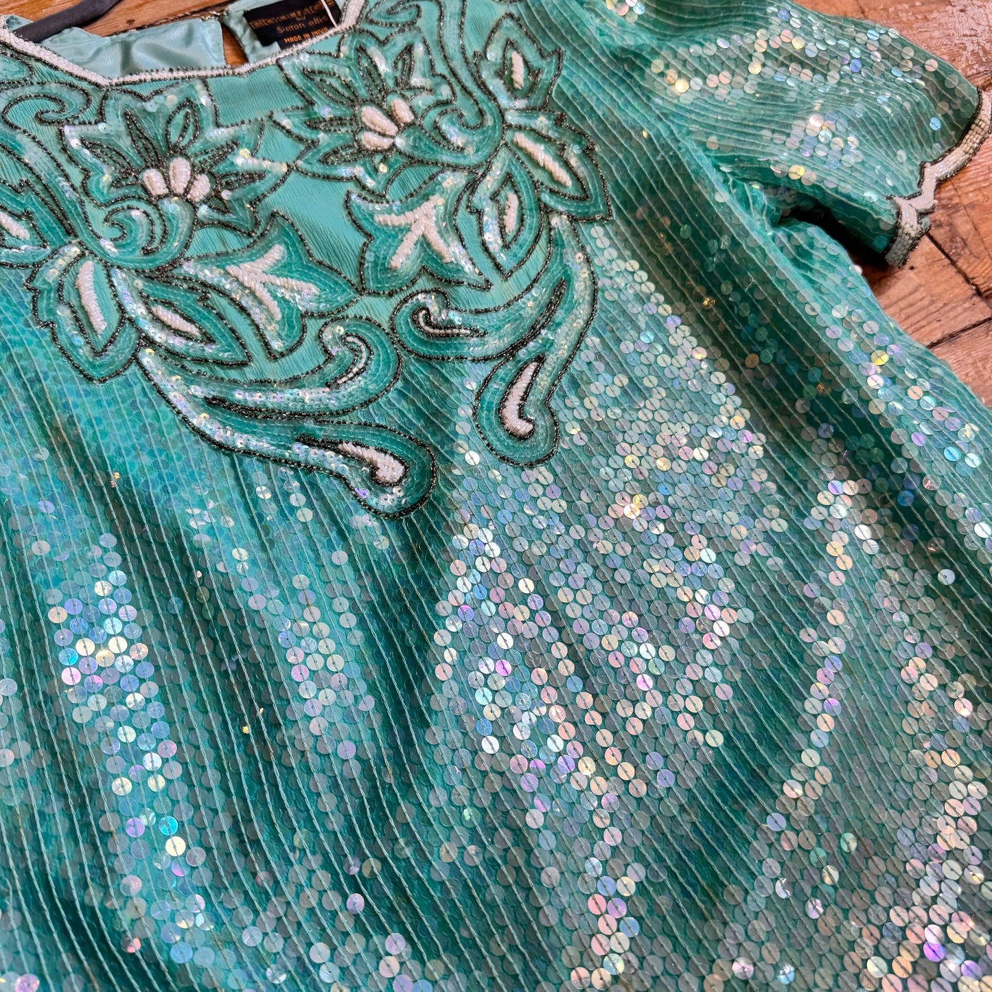 1980’s Silk Sequin Blouse UK 12