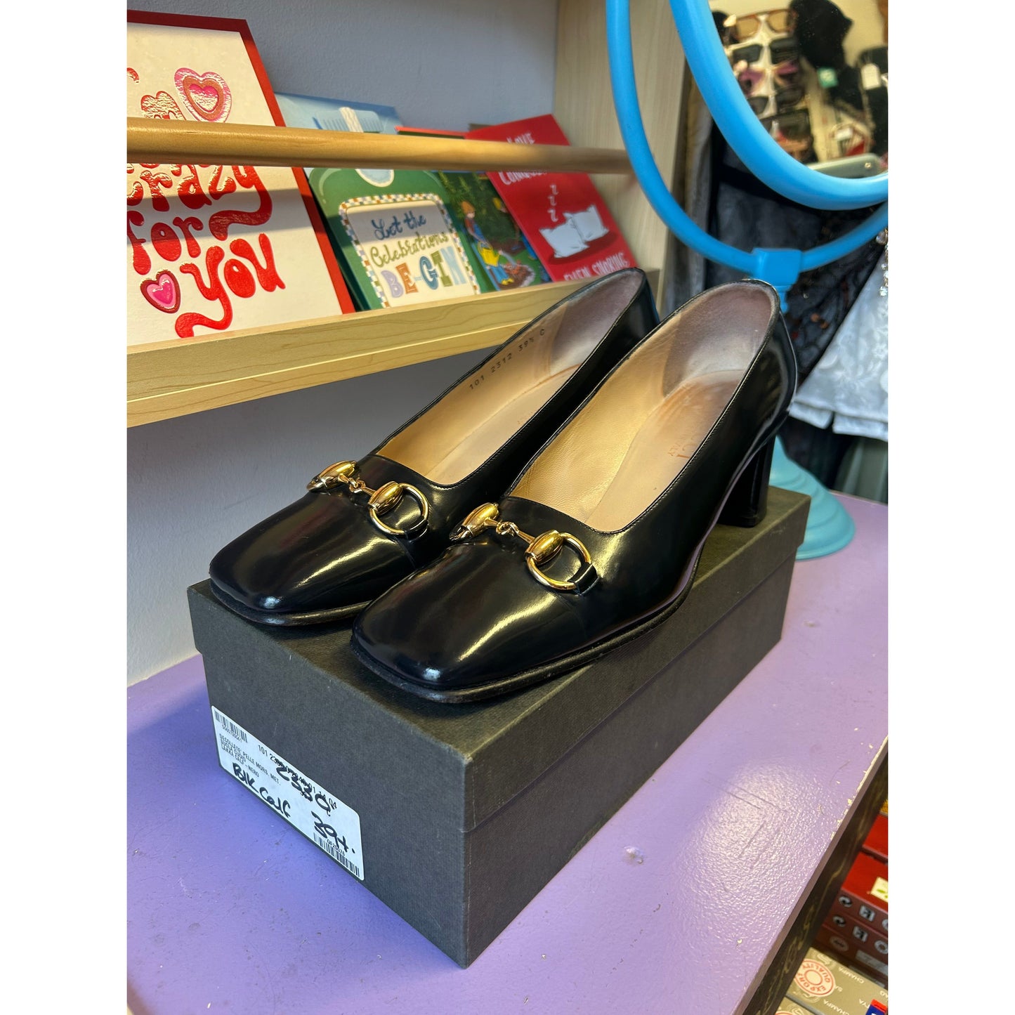 Gucci Black & Gold Horsebit Loafers UK 6.5