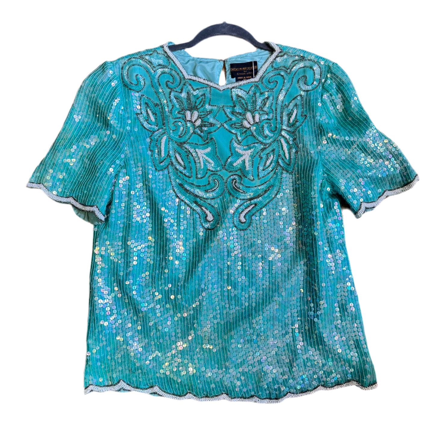 1980’s Silk Sequin Blouse UK 12