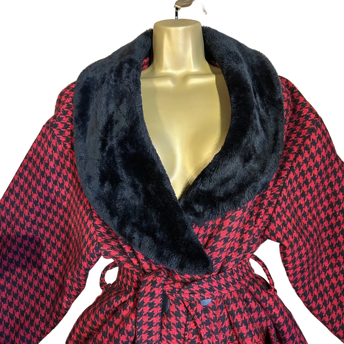 1980’s Houndstooth & Faux Fur Jacket UK 12-14