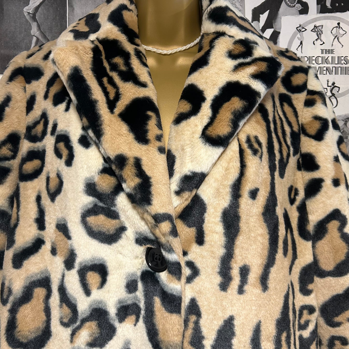 1980’s Helene Berman Faux Leopard Fur Coat UK 8