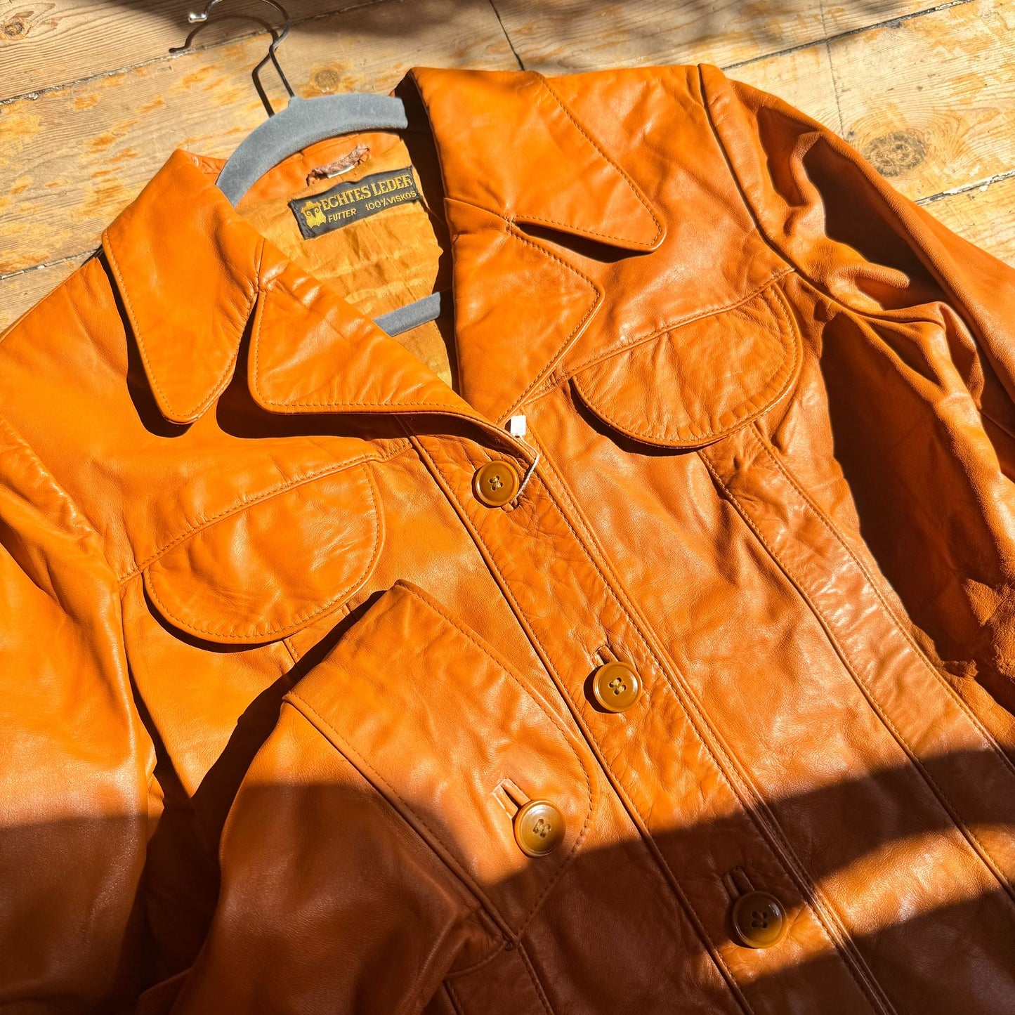 1960’s Button Down Leather Jacket UK 8