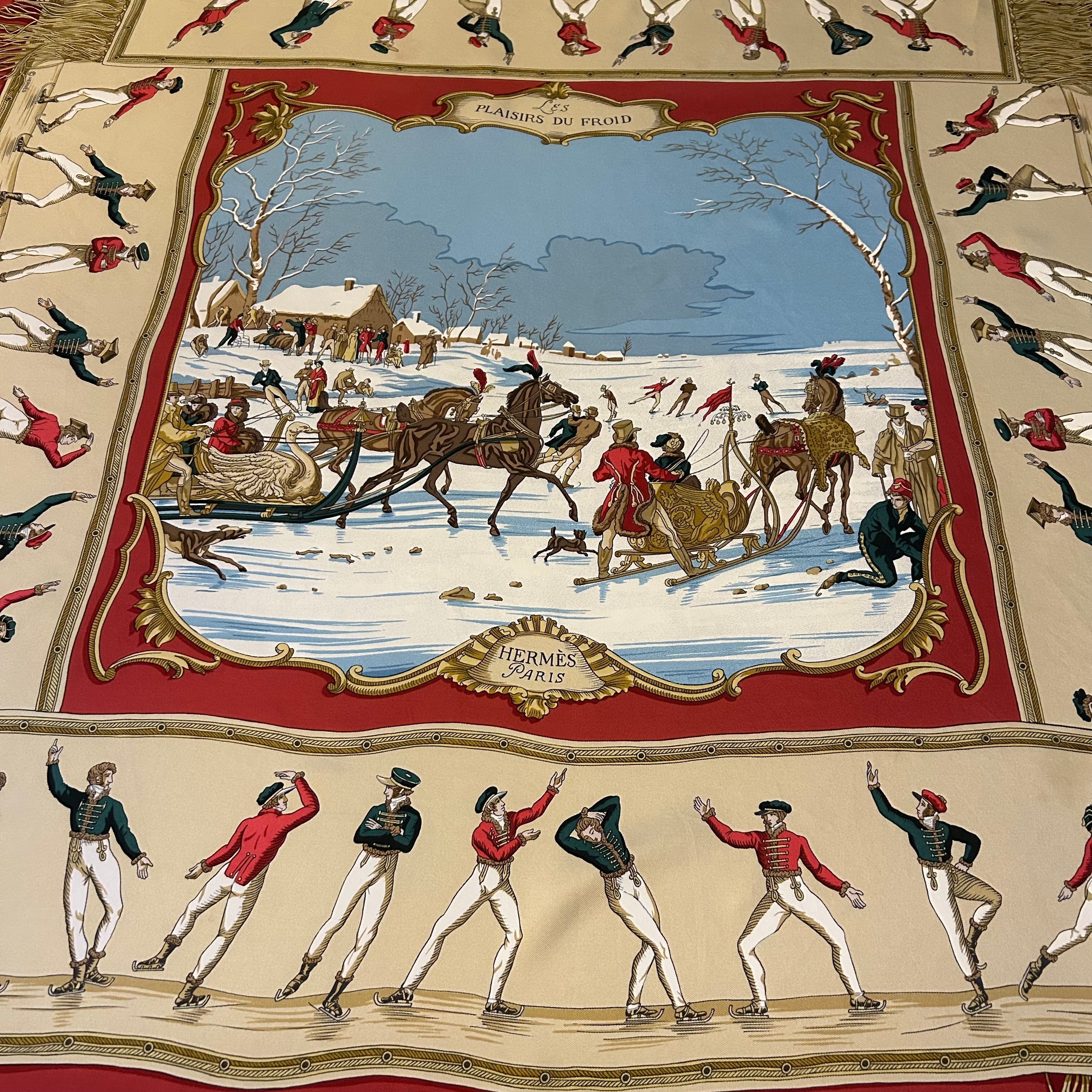 1991 Hermés Les Plaisirs Du Froid 90x90 Silk Scarf – The Velvet