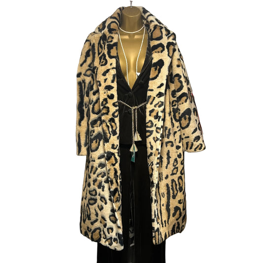 1980’s Helene Berman Faux Leopard Fur Coat UK 8