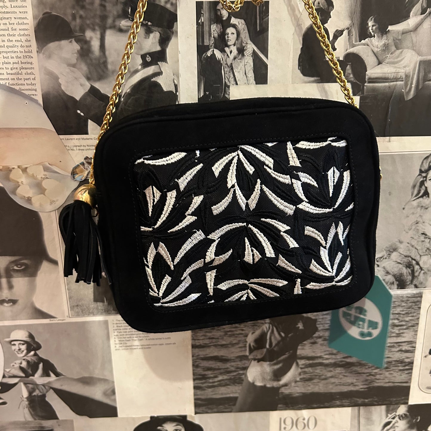 1980’s Escada Suede Embroidered Crossbody Bag