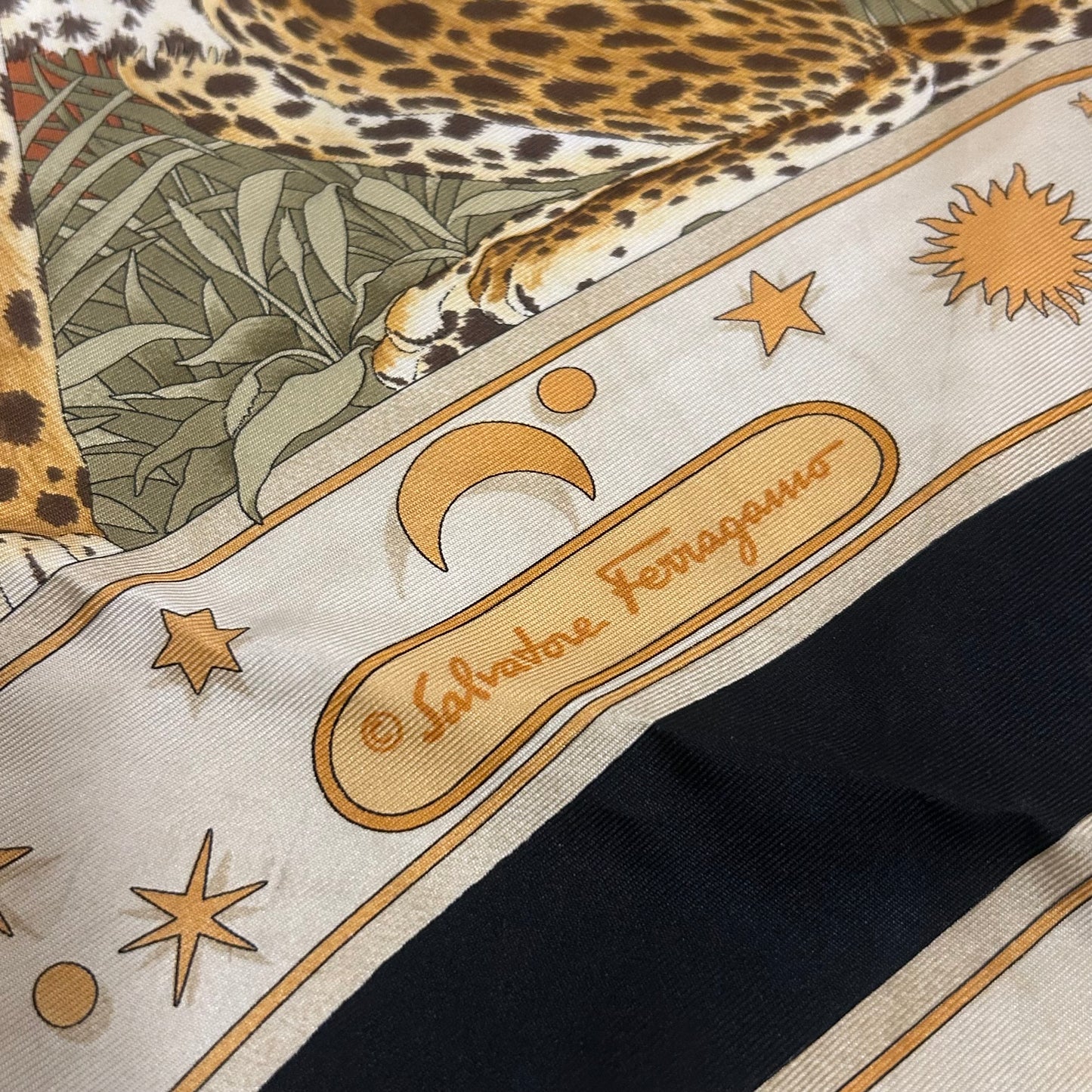 1980’s Salvatore Ferragamo Silk Day & Night Leopard Scarf