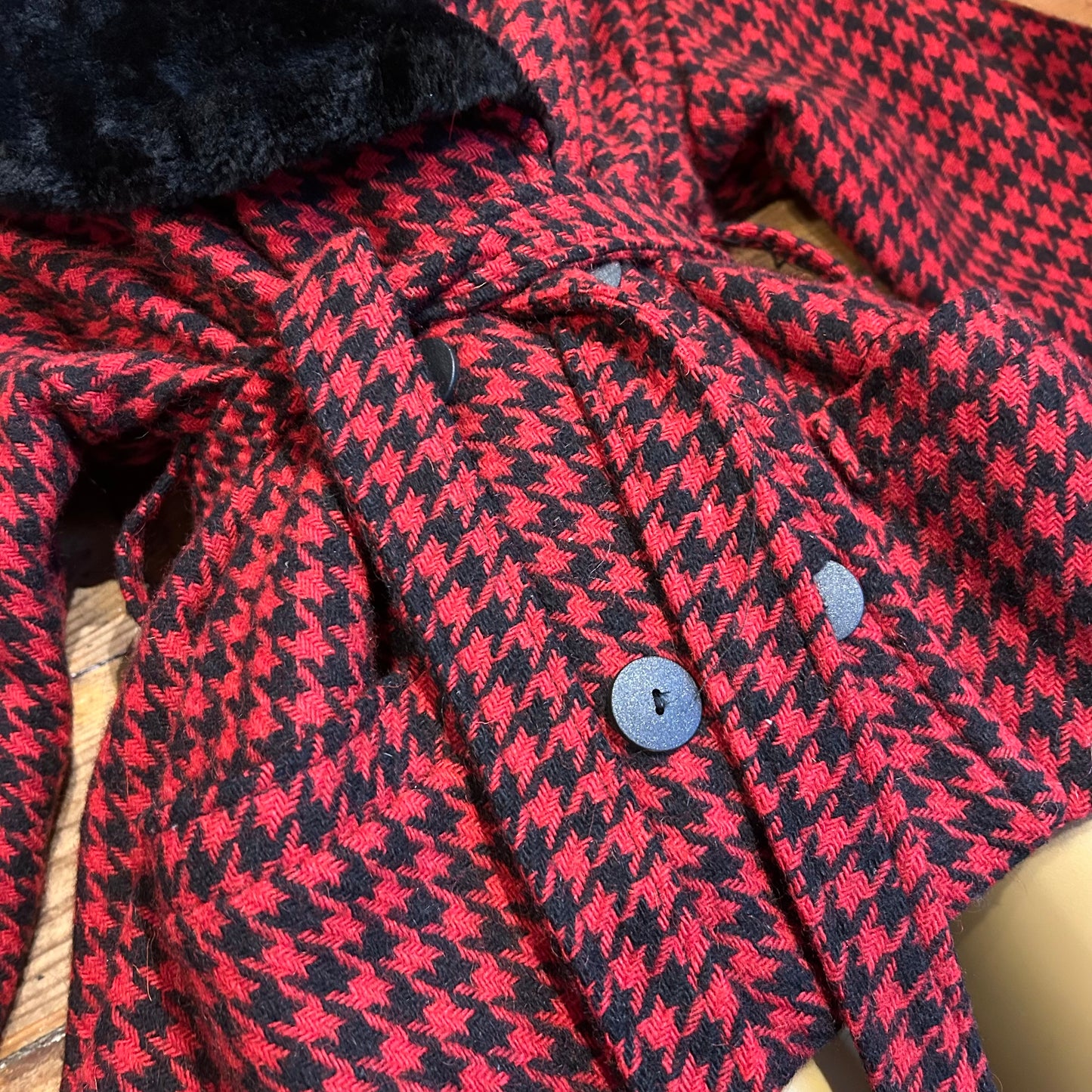 1980’s Houndstooth & Faux Fur Jacket UK 12-14