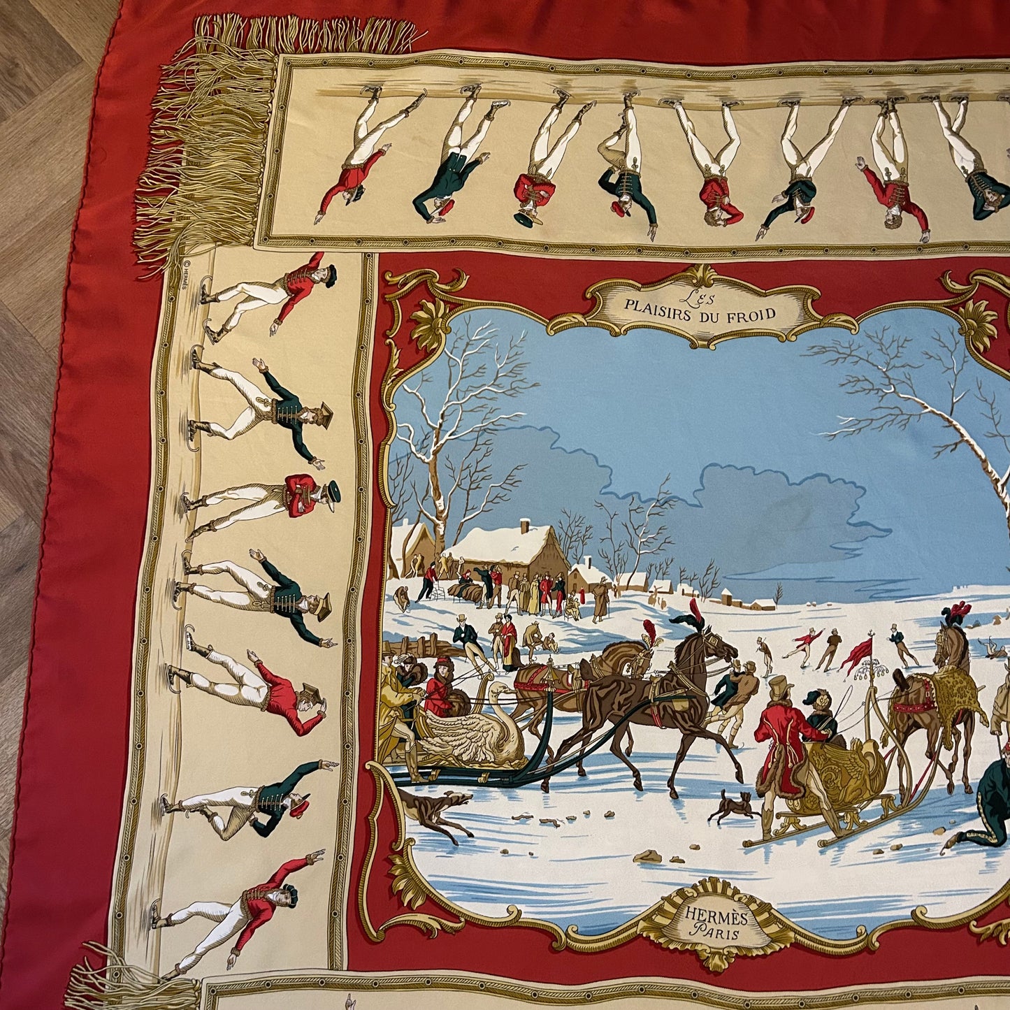 1991 Hermés Les Plaisirs Du Froid 90x90 Silk Scarf