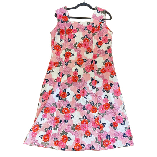 1960’s Floral Barkcloth Shift Dress UK 16