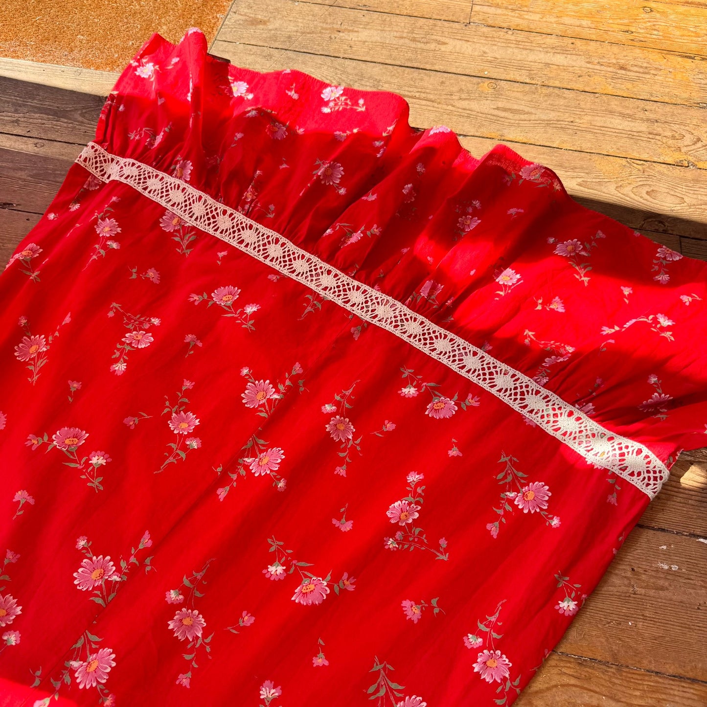 1970’s Floral Cotton Prairie Dress UK 10