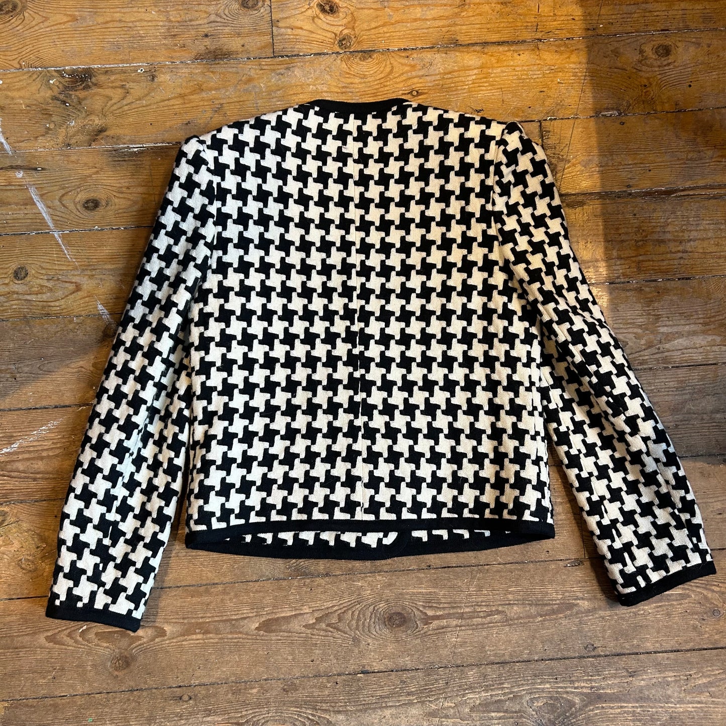 1980’s Caroline Charles Houndstooth Wool Blazer UK 10-12