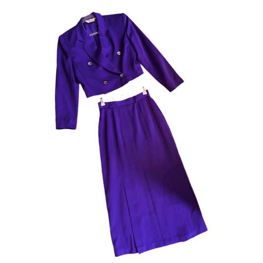 1980’s Cropped Jacket Skirt Suit UK 6