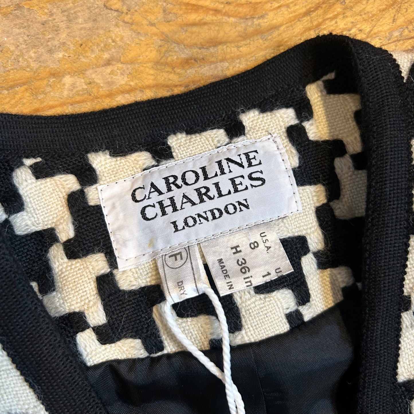 1980’s Caroline Charles Houndstooth Wool Blazer UK 10-12
