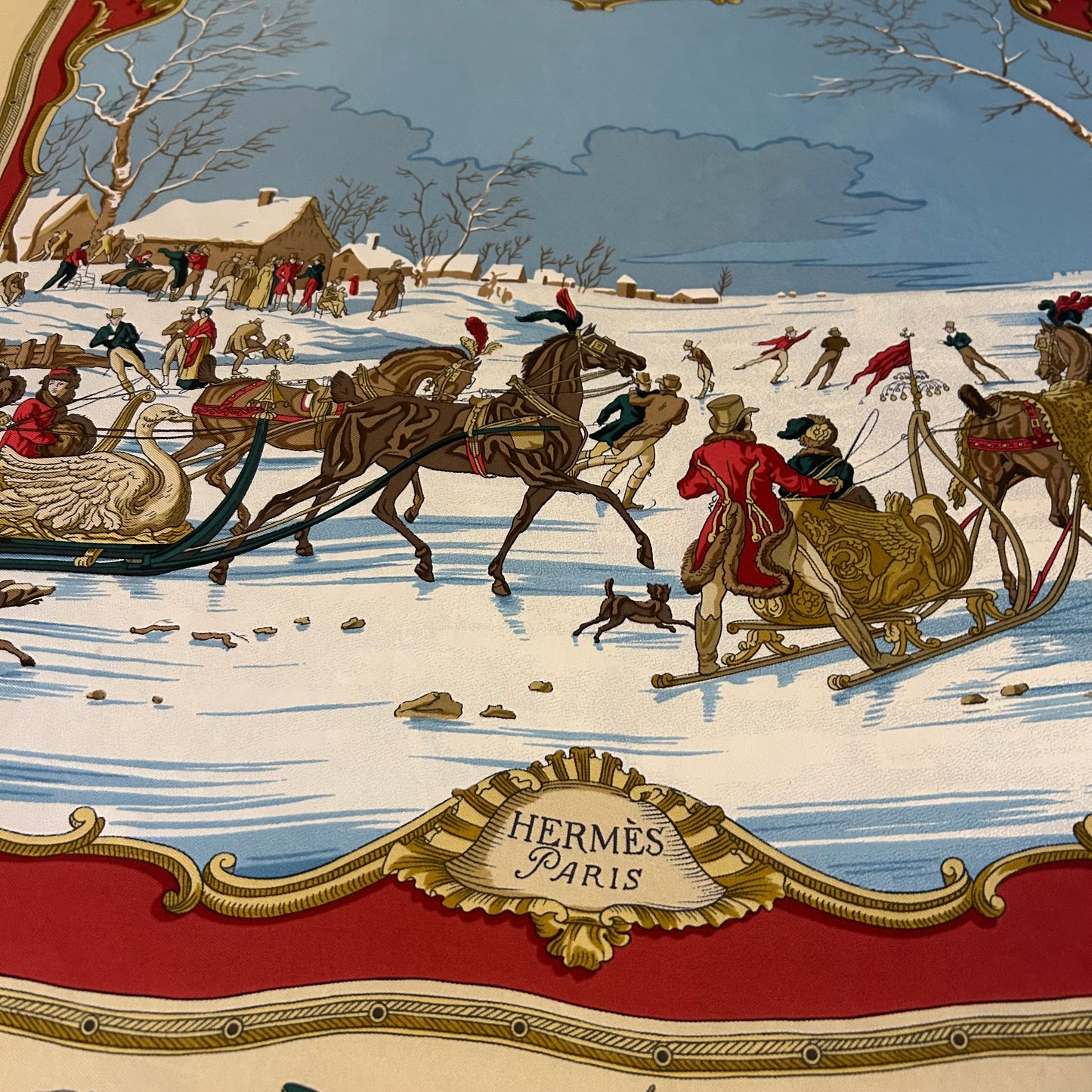 1991 Hermés Les Plaisirs Du Froid 90x90 Silk Scarf