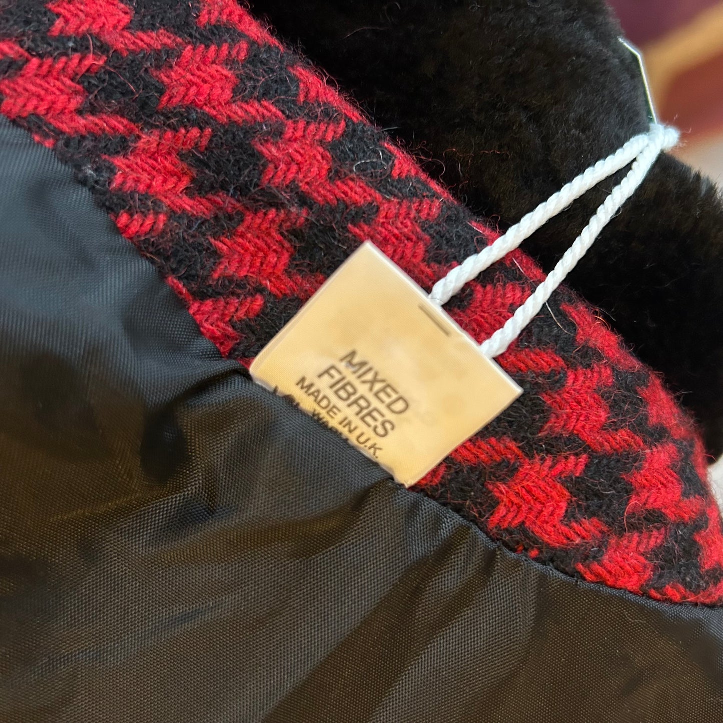 1980’s Houndstooth & Faux Fur Jacket UK 12-14