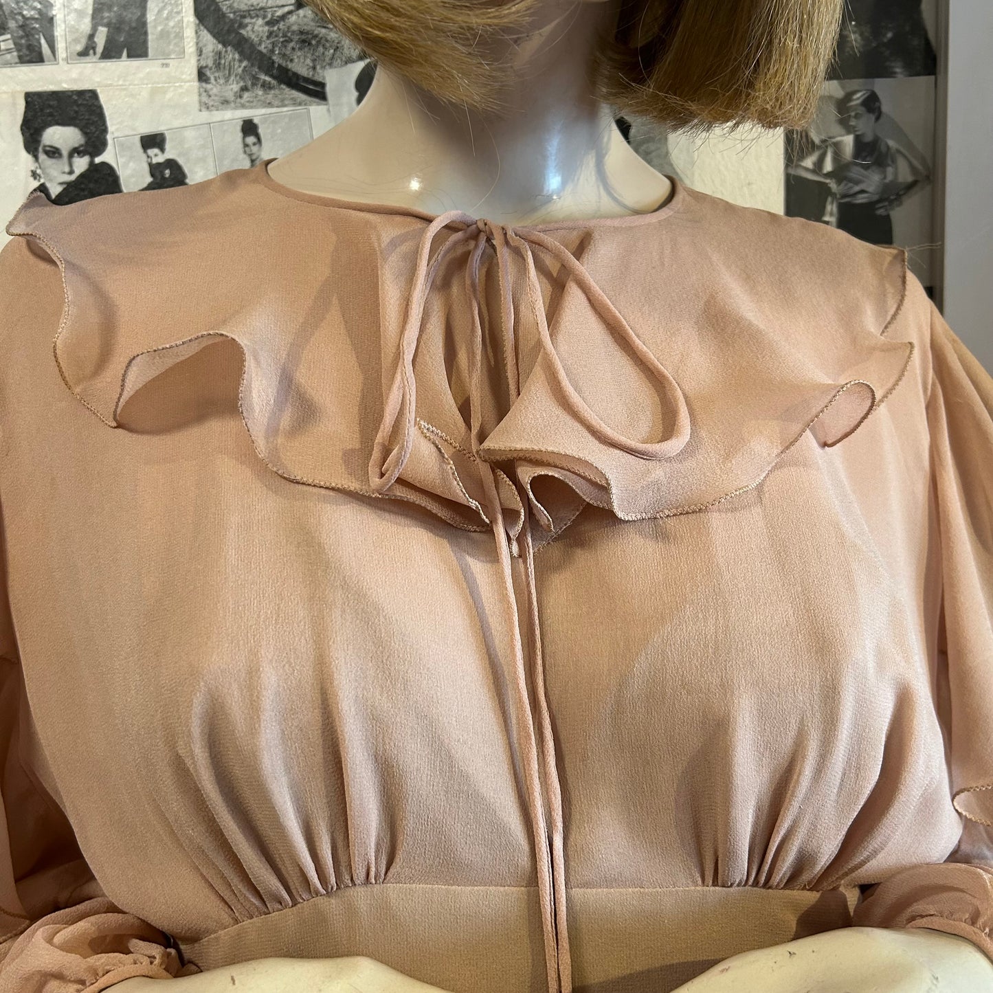 1970’s Gina Fratini Silk Chiffon Cascading Ruffle Gown - UK 10