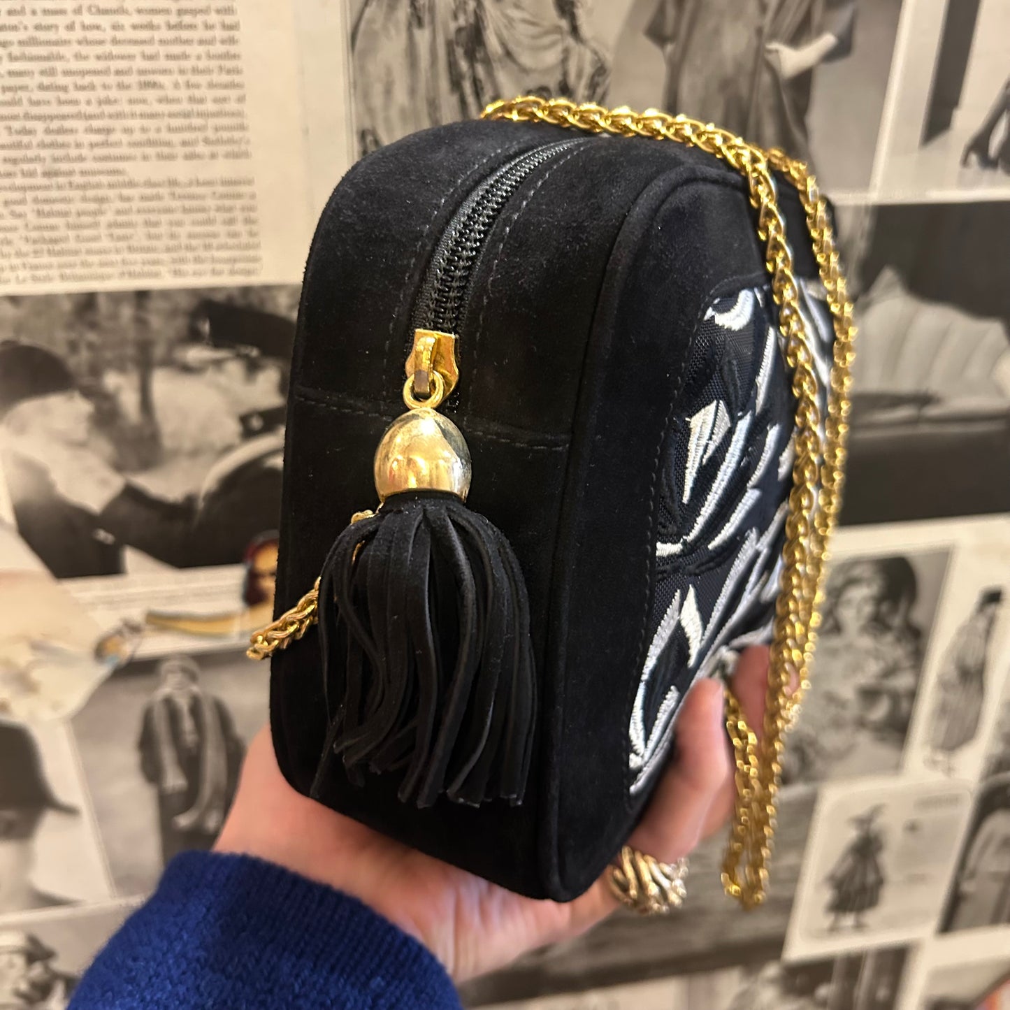 1980’s Escada Suede Embroidered Crossbody Bag