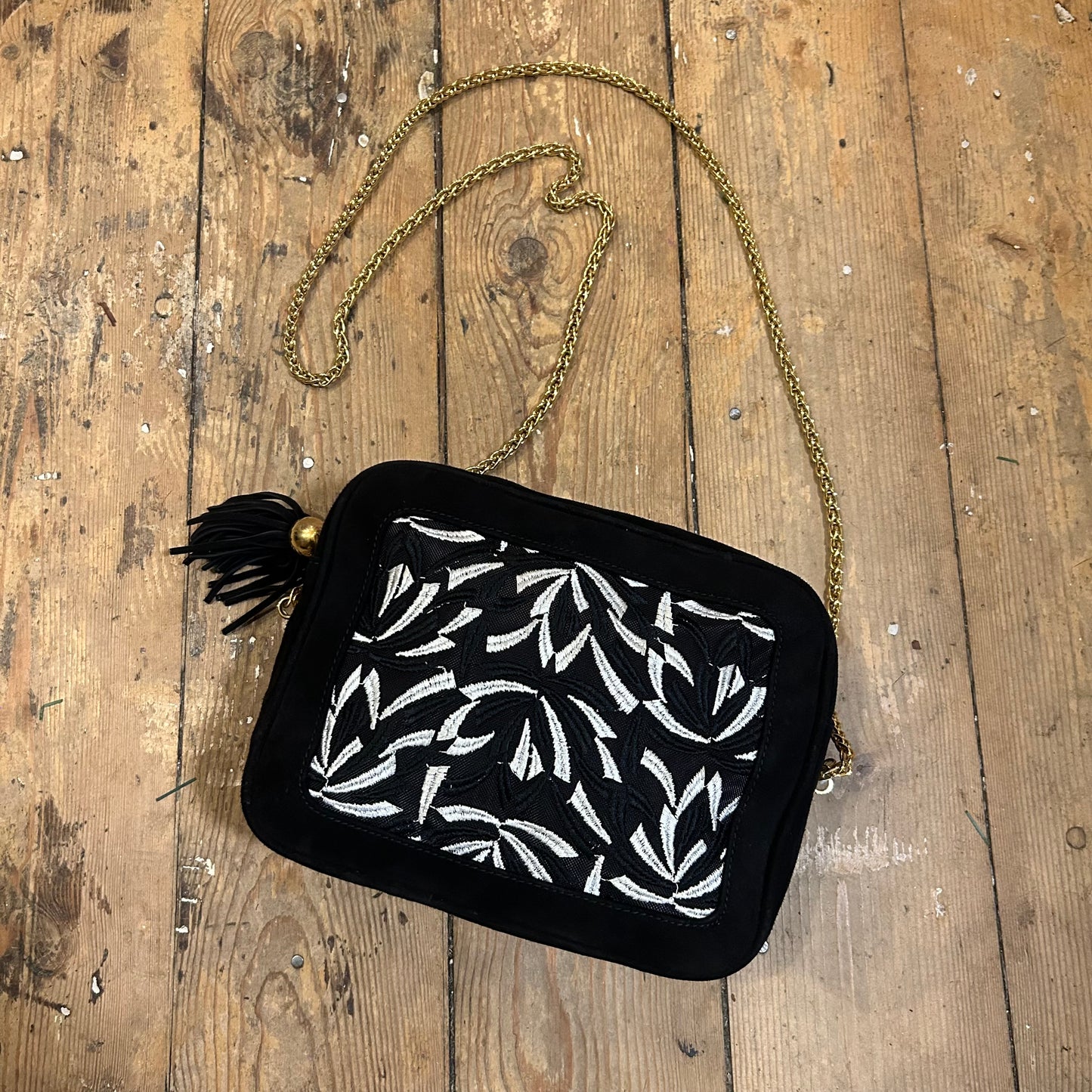 1980’s Escada Suede Embroidered Crossbody Bag
