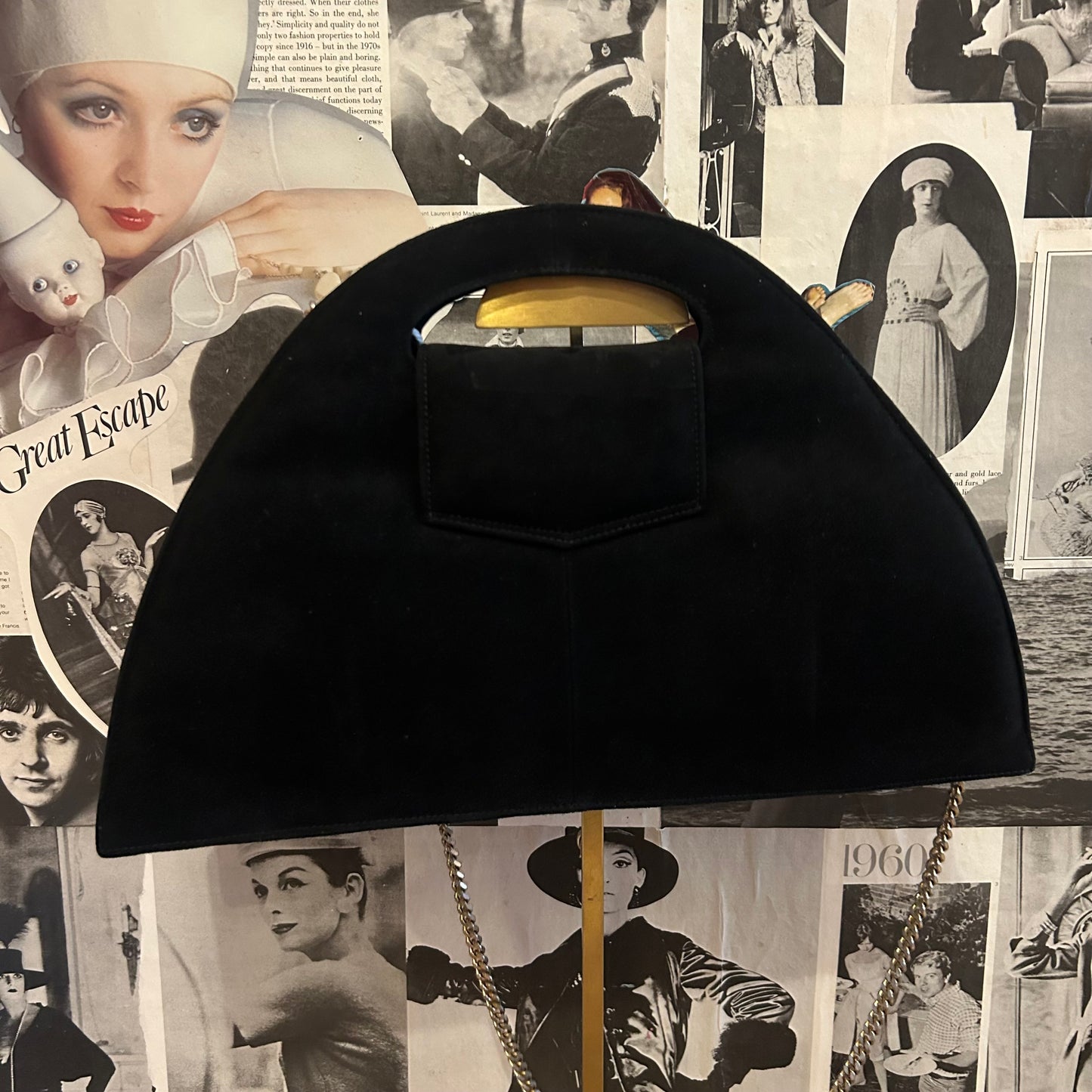 1980’s Charles Jourdan Suede Curved Bag