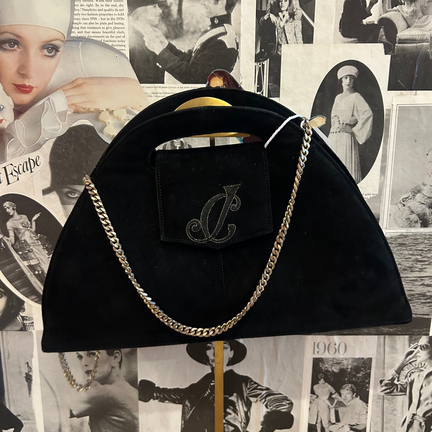 1980’s Charles Jourdan Suede Curved Bag