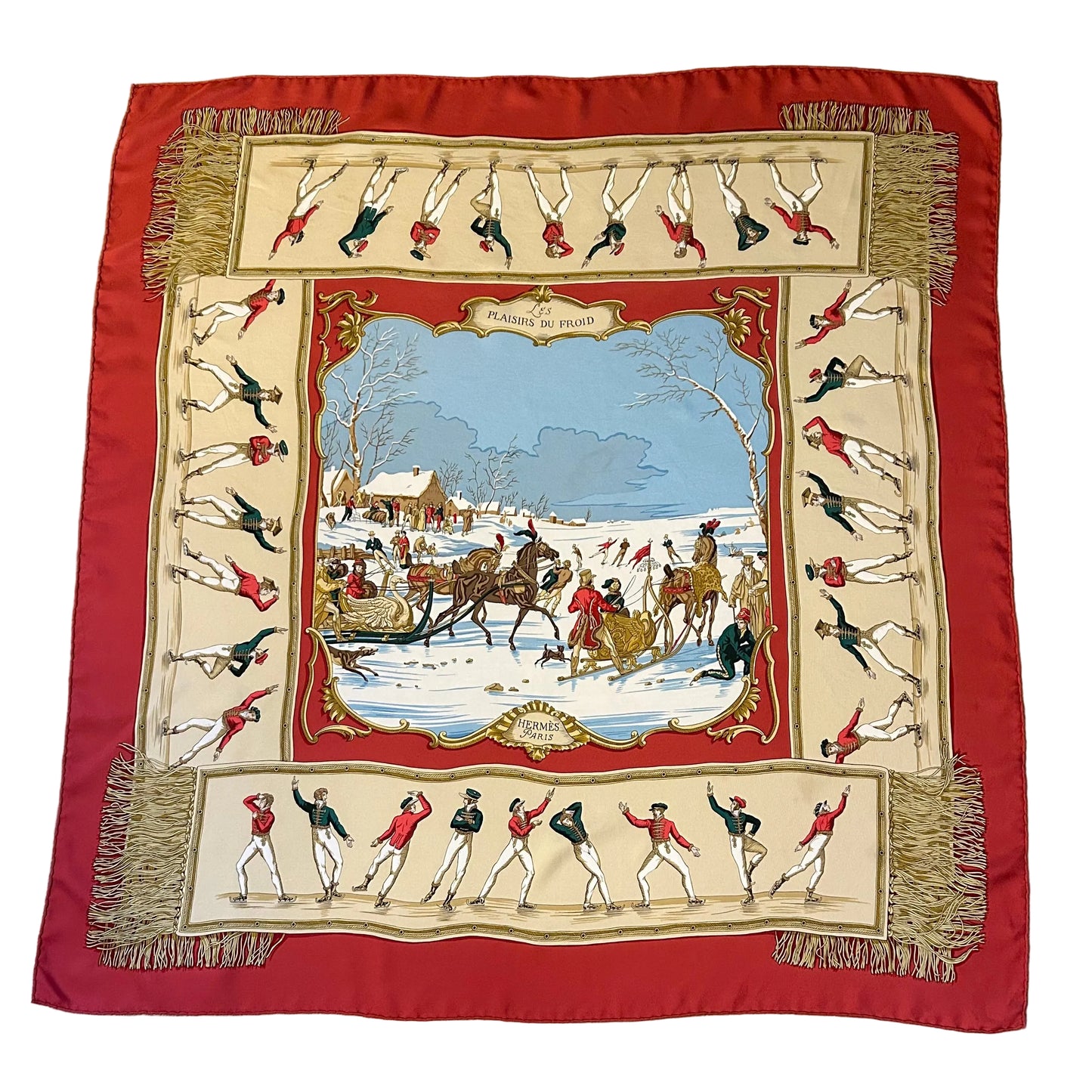 1991 Hermés Les Plaisirs Du Froid 90x90 Silk Scarf