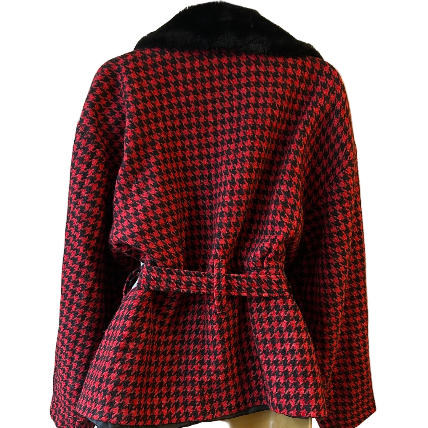 1980’s Houndstooth & Faux Fur Jacket UK 12-14