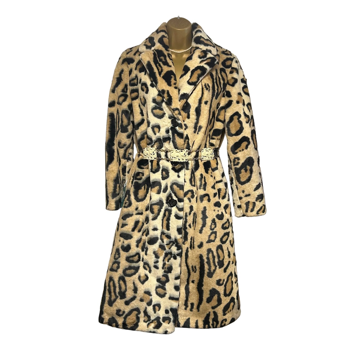 1980’s Helene Berman Faux Leopard Fur Coat UK 8