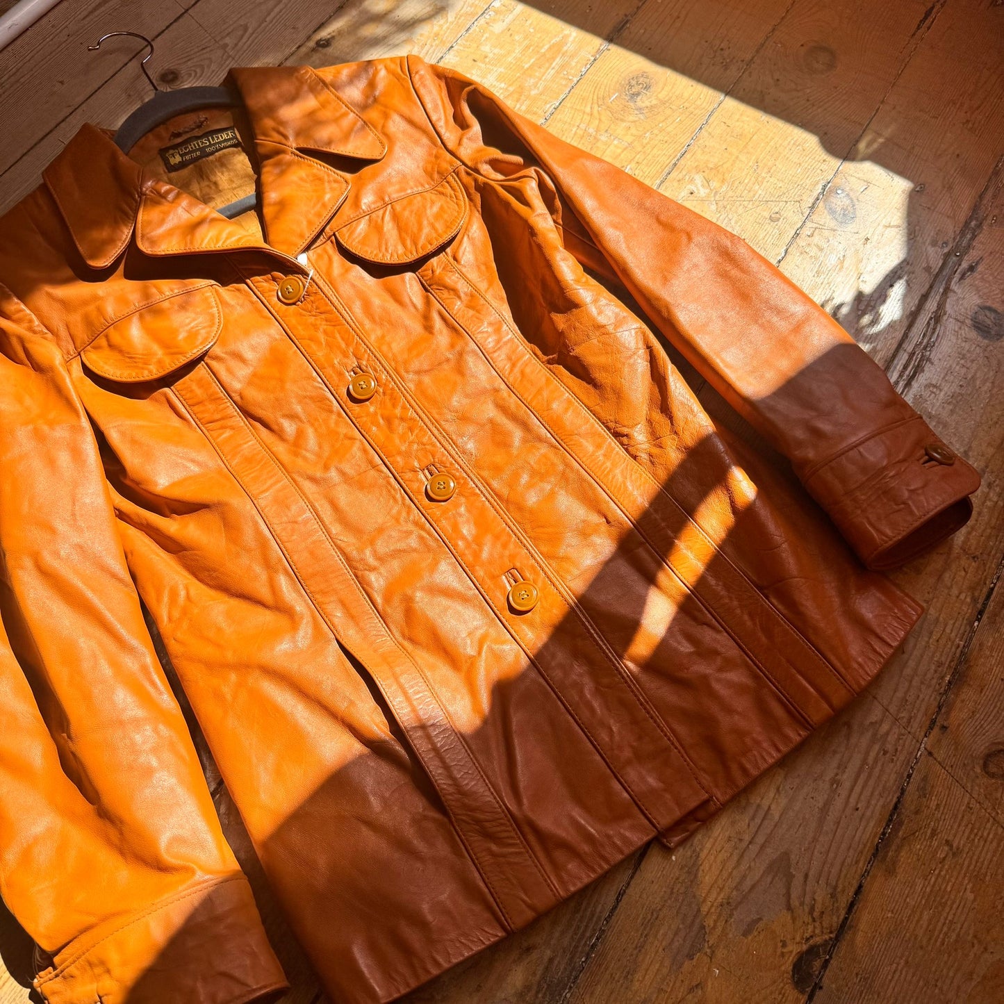 1960’s Button Down Leather Jacket UK 8