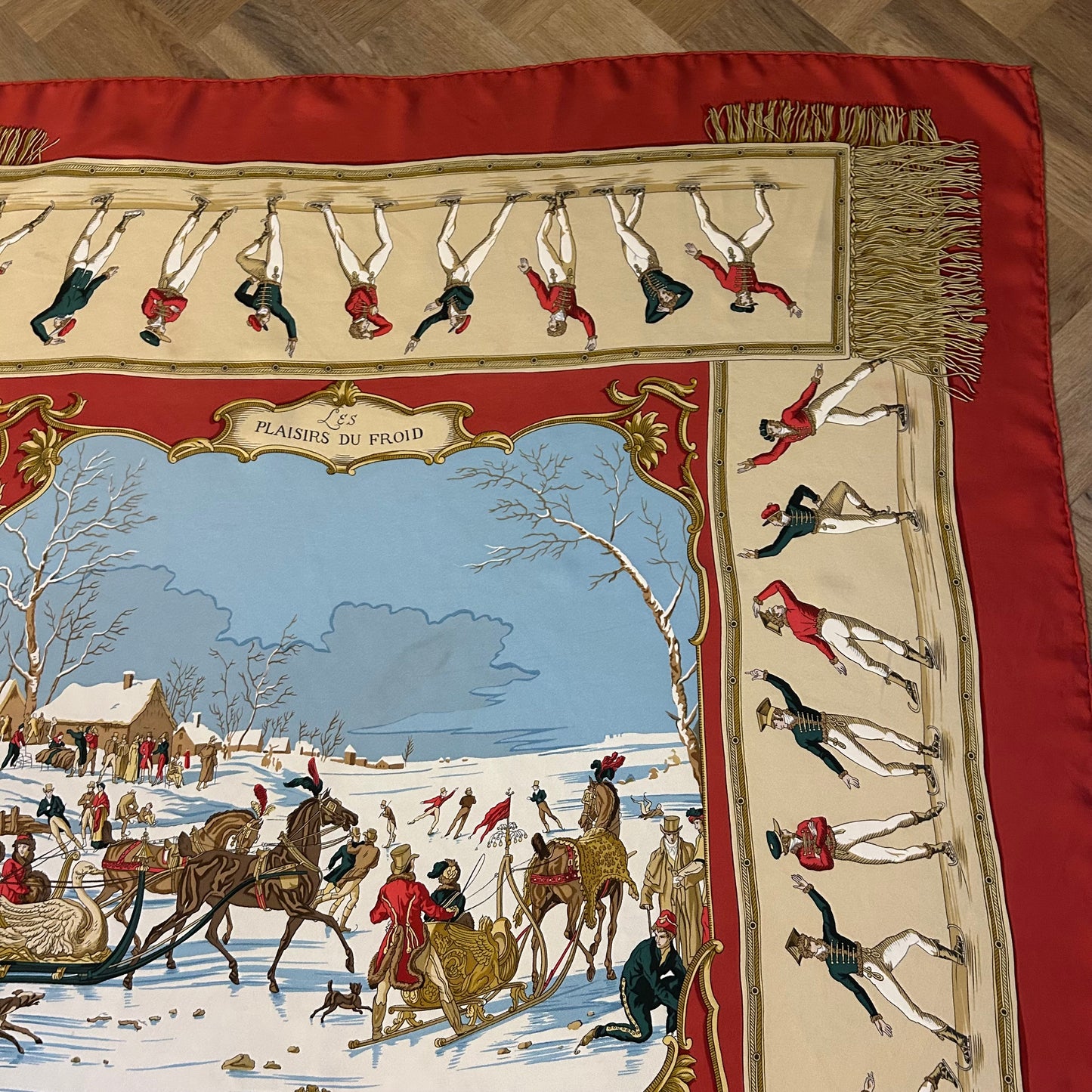 1991 Hermés Les Plaisirs Du Froid 90x90 Silk Scarf