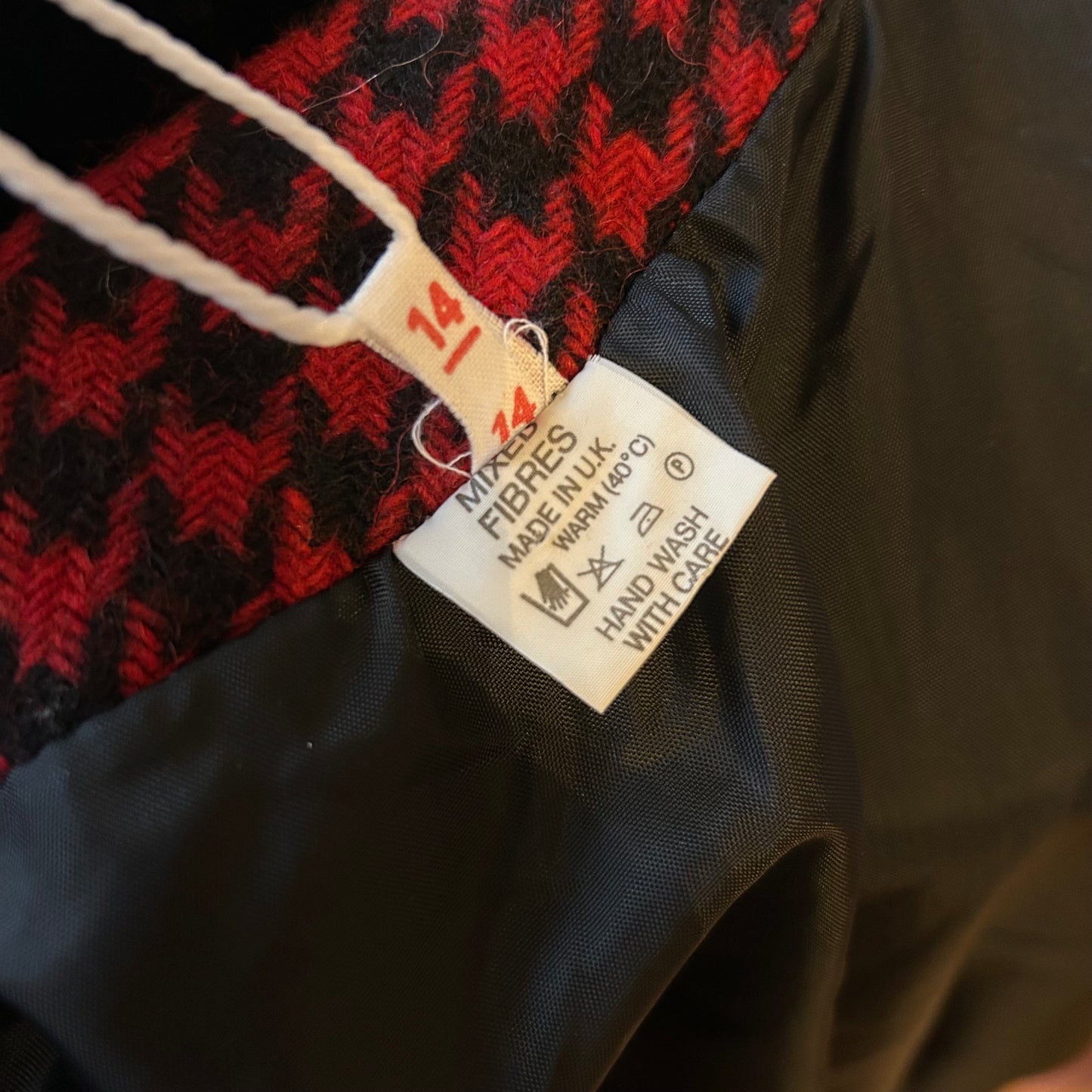 1980’s Houndstooth & Faux Fur Jacket UK 12-14